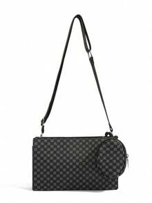 2pcs Embroidered Strap Men's Mini Keychain Pouch Valentine'S Day - Navy Blue - View 4