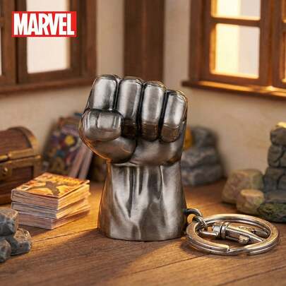  1 PC Marvel Officially Licensed Avengers Hulk Keychain Stylish Personalized Metal Fist Keyring Creative Accessory For Backpacks Car Keys Clothing & Desks Perfect Christmas Halloween Birthday Anniversary Gift For Family And Friends