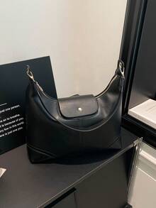 新款女士单肩包，大容量通勤包 - 黑色 - 查看 7