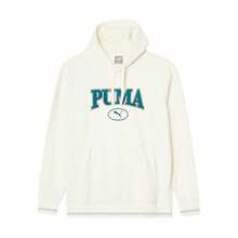 Puma 男女通用连帽卫衣，印花大号Logo，休闲运动针织套头衫，春秋季款 - 白色 - 查看 1