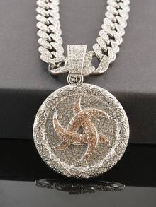 1件男女通用个性化符号圆形吊坠项链，时尚百搭项链