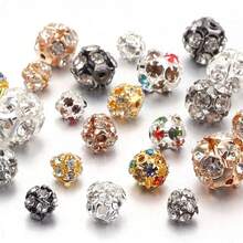 30pcs Shiny Round Beads Rhinestone Spacer Beads For Making Jewelry, DIY Bracelet Necklace - Diamond Ball - View 1