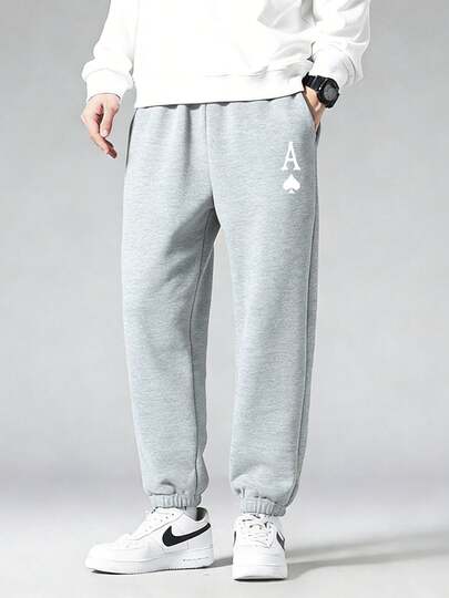 Men's Ace Of Spades Printed Polyester Joggers Sweatpants Sports Pants