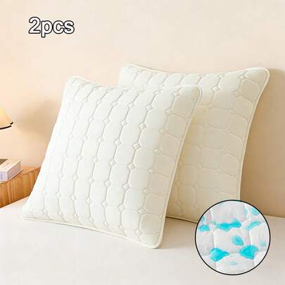 2pcs Pure-Colored Checkered Throw Pillow Cover, Featuring Waterproof Quilted Decorative Pillow Cover, Suitable For Sofas, Beds, Bedrooms, Offices, And Hotels, Suitable For All Seasons