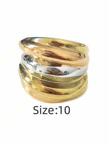 1 pieza Anillo de mujer con hilo giratorio, estilo minimalista exagerado de moda, color contrastante oro rosa, resistente al agua, no se desvanece, de alta calidad, personalizado para uso diario - Anillo de mujer de varias vueltas - Ver 23