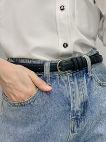 1pc Men's Retro Niche Casual Leather Belt, Minimalist Design, Suitable For Jeans, High-Quality Black Color, Versatile For Daily Wear - Multicolor - View 4