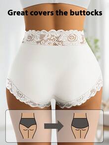 QUASTI 3pcs Women's Mid-Rise Lace Print Underwear, Comfortable, Skin-Friendly, Breathable - Multicolor - View 4