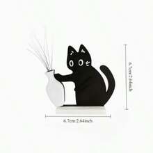 猫须和毛发收藏品，黑猫花瓶冰箱贴，猫咪推瓶子亚克力磁性冰箱贴，猫咪纪念品，花瓶可用于插花，用途广泛，送给同学的趣味小礼物 - 均碼 - 查看 4