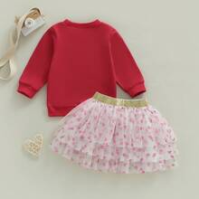 2Pcs/ Set Toddler Baby Girl Carnival Games Outfit Summer Sleeveless Lapel Collar Solid Color/Striped Vest Tops With Pleated Skirt Set - 紅色 - 查看 4