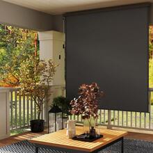 Pionowa żaluzja balkonowa z aluminium, roleta zewnętrzna z mechanizmem korbowym, roleta boczna, ekran prywatności na balkon, taras, ochrona przeciwsłoneczna i ekran prywatności, szaro-antracytowy, 120 x 250 cm/160 x 250 cm/180 x 250 cm - antracyt - Zobacz 11