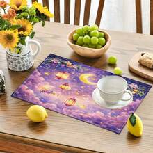 1/4/6 Pcs Set, Ramadan Placemats, Linen Dining Table Mats With Traditional Lantern Pattern, Washable Printed Tablecloths, Surface Protective Pads, Ideal Decor For Holiday Kitchen And Family Gatherings - Multicolor - View 4