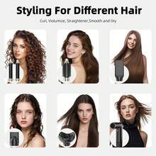 Six-In-One Hot Air Comb Foldable Curling Iron Hair Dryer Straight Roll Multi-Function Portable Hair Dryer - Black and Gold - View 8