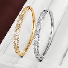 1pc Elegant Heart-Shaped Cubic Zirconia Inlaid Women's Fashion Bracelet, Valentine's Day Gift - Multicolor - View 7