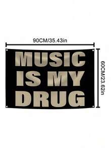 MUSIC IS MY Music Abstract Cartoon Art Design Tapestry Color Wall Hanging Flag For Bedroom Living Room Dorm Halloween Party Decor,Guys Man Cave,Modern Music Art Tapestry Banner Gift - 3x5英尺(90x150公分) - 查看 2