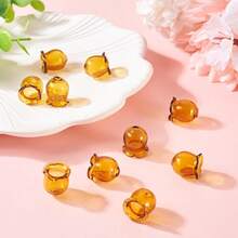 10Pcs Trumpet Flower Glass Beads Caps 12mm Clear Crystal Floral Jellyfish Bead For Dangle Drop Earring Jewelry Making Craft Wind Chimes (Yellow) - Multicolor - View 5