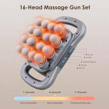 Vielspu 16-Head Massage Gun, Deep Tissue Percussion Massager With 9 Modes & 9 Intensities, 2600mAh Battery Back Bassager For Pain Relief Deep Tissue For Muscle Pain Relief In Back, Legs, Shoulders - 標準款+配件 - 查看 1