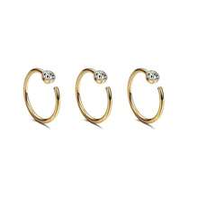 1pc/3pcs/5pcs Hip-Hop Style 304 Stainless Steel Rhinestone Nose Ring, Unisex Street Fashion Body Piercing Nose Jewelry - Multicolor - View 5