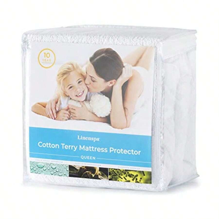 zxr Linenspa Protector para Colchón Tela Tipo Toalla Hipoalergénico y Resistente al Agua Protege Contra Accidentes85 - AlgodndeRizo - Ver 1