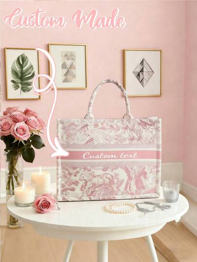 1pc Custom Appreciation Tote Bag - Personalized Canvas Beach & Shopping Bag With Monogrammed Name, Foldable & Lightweight, Machine Washable Bags Ladies,Multifunction,Versatile,Large Capacity,Lightweight,Functional