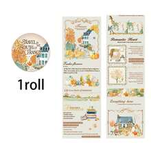 200cm/Roll, Floral And Character Patterns, Vintage Decorative Tape, Can Be Used To Decorate Phone Cases, Notebooks, Photo Albums, Postcards, Cups, Creative DIY Material Kit, Birthday Gift, Vintage-Themed Tape - Multicolor - View 8