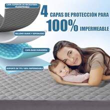 zxr Protector de Colchón BlandoProtector Cubre Colchón Impermeable para La Protección del Colchón Resistente A Los Ácaros del Polvo Gris Matrimonial-Full84 - Gris - Ver 3
