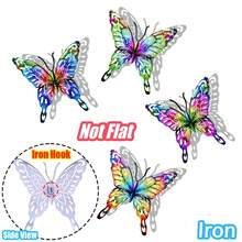 4 PEÇAS Decoração de Parede de Borboleta de Metal Vazado, Escultura de Parede de Arte de Ferro Vibrante e Resistente à Ferrugem de 16 cm para Jardim, Pátio, Quintal, Varanda, Cerca - Presente Perfeito para Família, Amigos, Inauguração e Dia das Mães - Estilo B - Visão 12