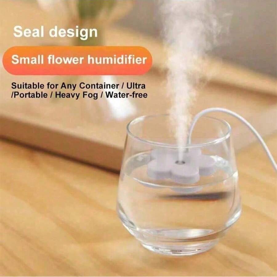 Compact Floral Portable Humidifier, Facial Steam Design. USB Powered. Small And Portable, Tankless Design, Quiet Humidification. Auto Shut Off When No Water. Suitable For Home And Bedroom. Mini Humidifier For Living Room, Office, Car And Travel, Creative Humidifier And Personal Care Gadget. - trắng - Xem 1