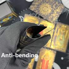 经典星空金色轮盘PET塔罗牌礼盒套装 - 78张黑金塔罗牌，适合初学者，多模式原创塔罗牌 - 塔罗牌指南，塔罗牌含义详解（适合初学者和专家），尺寸：4.7英寸*2.8英寸（12厘米*7厘米），命运，占卜，神谕卡，圣诞节，万圣节，感恩节，礼物，算命，未来，预言，塔罗牌礼品 - 彩色 - 查看 6