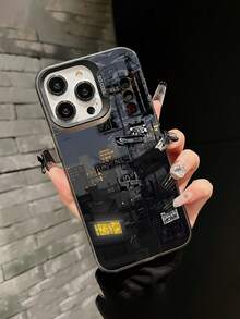 1pc Fashion City Night Scenery UV Printed Design Protective Phone Case, Soft TPU Material, Compatible With IPhone, Gift For Valentine's Day, Birthday, Christmas, Halloween, Boyfriend, Family And Friends - Multicolor - View 1