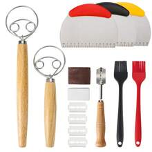 1pc/2pcs/3pcs/4pcs Baking Tool Set, Bread Making Tool Set, Wooden Handle Duster, Scraper, Flour Cutter - Multicolor - View 6