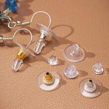 Greater Than Or Equal To 360pcs Plastic Fishhook Earring Backs For Heavy/Droopy Ears, Stud Backings With Box Storage – Hypoallergenic Locking Clutch Bullet-Style Eplacement Findings - Four-compartment Box - View 2