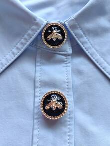 1件/2件套优雅蜜蜂几何图案纽扣套装，衬衫纽扣套装，夹扣套装，时尚水晶袖扣套装，适合搭配燕尾服和婚纱装饰