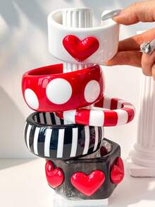 1 chiếc vòng tay hình trái tim màu hồng phối tương phản, đính ngọc trai và đá pha lê, kiểu dáng đa năng phù hợp với thời trang đường phố, vòng tay của các ngôi sao mạng, quà tặng ngày Valentine, quà tặng ngày của mẹ. - Nhiều màu A - Xem 3