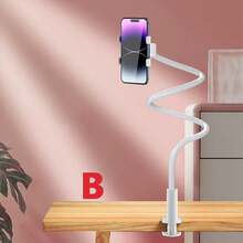 手机支架床边手机支撑桌面可调节直播和电影观看配件兼容 、Android 手机，生日、家人、朋友的礼物，360 度旋转，床上支架，手机支架 - 黑與白 - 查看 12