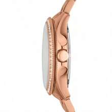 Fossil Chic Coachman 女士计时腕表，不锈钢表带，圆形表盘，石英机芯，防刮擦，畅销精致腕表，适合休闲佩戴，也可作为生日礼物 AM4483。 - 粉色 - 查看 5