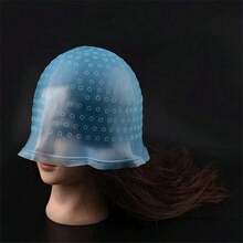 1pc Hair Coloring Highlighting Cap Reusable Silicone Pull Through Cap With Hook Hair Dye Cap Professional Practical Convenient Supplies - Multicolor - View 8