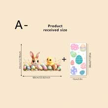 1/6 Stücke Oster Fensteraufkleber, süße Hasen, Hochlandrinder und Küken mit bunten Eiern, beidseitig statische Anti-Kollisions-Glasaufkleber, abnehmbare wasserfeste Aufkleber für Frühlings-Feiertagsdekoration Zuhause. - Verschiedenfarbig - Übersicht 13