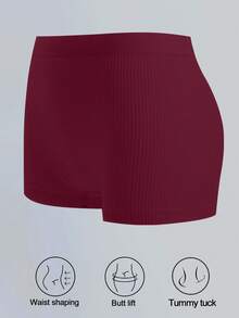 高腰透气弹力柔软无缝女士三角裤，简约设计贴身内衣，日常必备女士内衣 - 酒紅色 - 查看 6