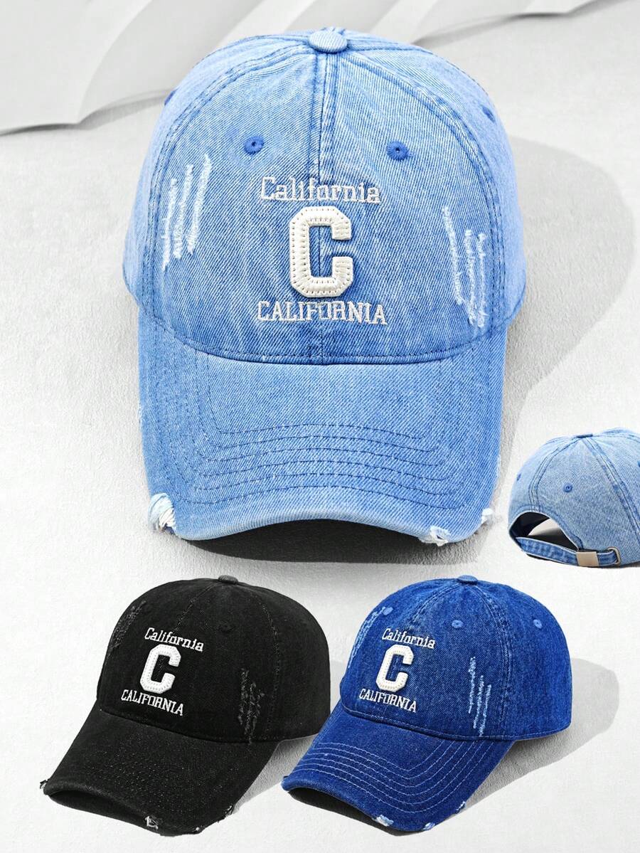 INNNEVV 1 chiếc mũ lưỡi trai nữ kiểu dáng bạc màu, in chữ, kiểu Mỹ cổ điển, có vành rộng, che nắng.