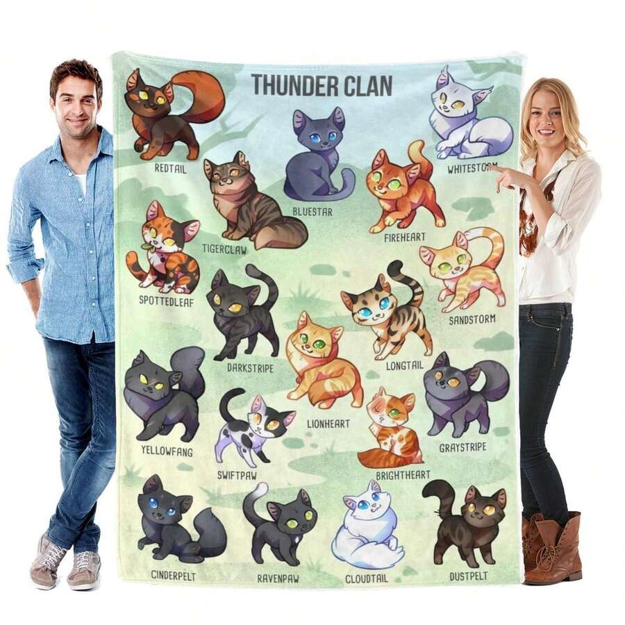 Nostalgic "Warrior Cats Thunder Clan" Blanket Gifts For Book Fans Teens Soft Flannel Throw Blanket Fandom Vibe Gifts For Birthday Decor Bedding Book Theme Blanket For Sofa Bed - Nhiều màu - Xem 1