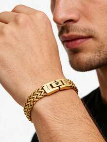 1pc Custom Personalized Stainless Steel Bracelet, Personalized Name Bracelet, Suitable For Men/Women, Personalized Name Bracelet, Stainless Steel Curb Chain, Couple Double-Layer Reversible Bracelet, Fashionable And Simple Couple Bracelet, Suitable For Men/Women, Can Be A Special Ideal Gift For Father's Day, For Husband, Father, Lover, Family, Friends, Son, Grandparents, Suitable For Anniversaries - Multicolor - View 6