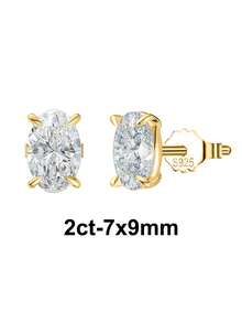 1 PC 925 Sterling Silver Stud Earrings Shining Oval Cut 8A Zirconia Stone Elegant Brilliant Jewelry For Teenager Girl - LZE03 - View 16