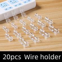 20pcs Transparent Cable Clips, Wire Organizers, Self-Adhesive Cable Holders For Desk, Wall, No Drilling Required - Transparent - View 4