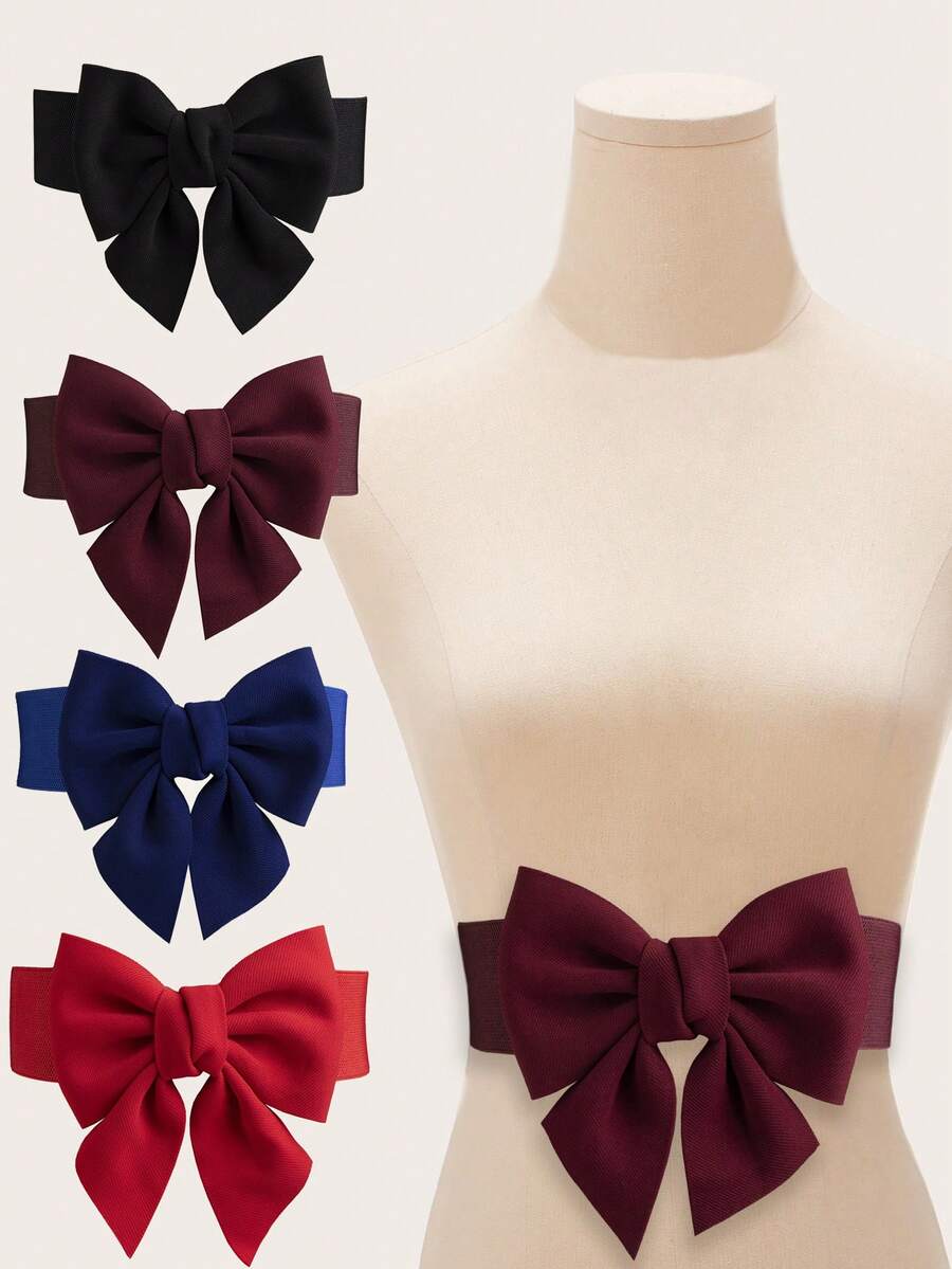 1pc Women's Elastic Adjustable Elegant Waist Belt, Versatile - Bow Waist Belt - View 1