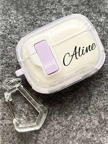 [Customized]Personalized Custom Cute Name Letter Customized Cover Compatible With Airpods 4 Pro 2 Pro 3 Simple Clear Transparent Cover Anti-Drop Lock Earphone Case
