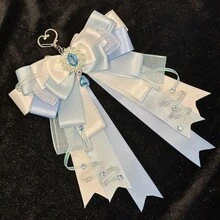 1个独特设计吊坠装饰蝴蝶结，4种款式，23种颜色，多层网状丝带手工DIY成品，宅男偶像粉丝应援棒装饰，卡通动漫游戏漫展角色扮演配饰，洛丽塔可爱宅男包包装饰 - 彩色 - 查看 11