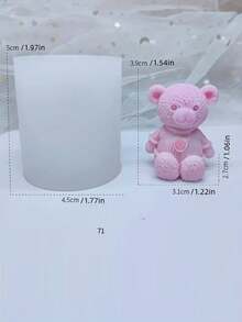 1pc 3D Teddy Bear Silicone Mold, DIY Candle Making, Wax Craft, Soap Making, Suitable For Home Decor, Fireplace, Room, Living Room, Center Decor, Office, Holiday Gift, Valentine's Day Gift - White - View 3