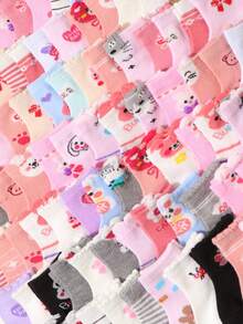 10 đôi tất dài đến bắp chân cho bé và trẻ em, nhiều họa tiết hoạt hình (Gấu / Trái tim / Sọc / Họa tiết động vật), mềm mại và thoáng khí, viền ren dễ thương, chống trượt, thoải mái cho trẻ nhỏ, thích hợp mặc hàng ngày vào mùa hè, đa năng cho du lịch, dự tiệc, trang phục thường ngày, món quà tuyệt vời cho trẻ sơ sinh và trẻ em. - Nhiều màu - Xem 4