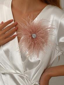 1 chiếc ghim cài áo kiểu Bohemian cổ điển đính pha lê giả và lông vũ, ghim cài/kẹp tóc lông vũ độc đáo, thanh lịch, đa năng, phù hợp cho phụ nữ sử dụng hàng ngày, dự tiệc, liên hoan và mọi dịp. - Hồng - Xem 5