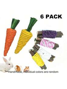 20件/4件/9件/7件/18件装兔子/豚鼠磨牙玩具，天然苹果木磨牙玩具组合，手工制作豚鼠仓鼠小型动物磨牙玩具 - 彩色 - 查看 26